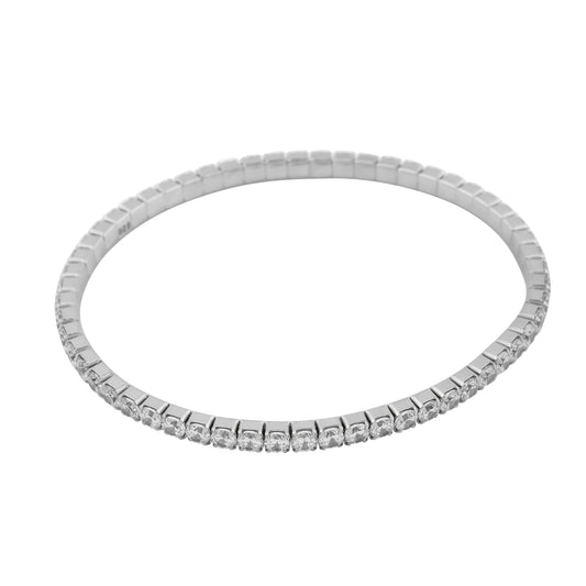 Elegant 925 Sterling Silver Tennis Bangle with Cubic Diamonds