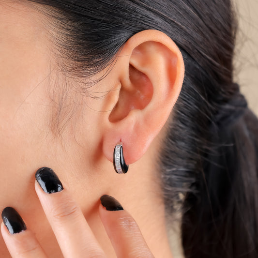 Noir Grace Diamond-Enamel Hoop Earrings