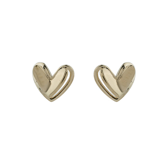 Polished Silver Heart Stud Earrings