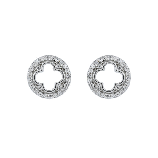 Sparkling Clover Cutout Stud Earrings