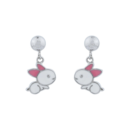 Cute Bunny Kids' Drop Earrings – Pink & White