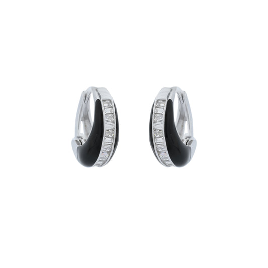 Noir Grace Diamond-Enamel Hoop Earrings