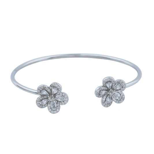 Blossom Grace Floral Open Cuff Bracelet