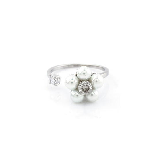 TwirlBloom Adjustable Rotating Pearl Ring